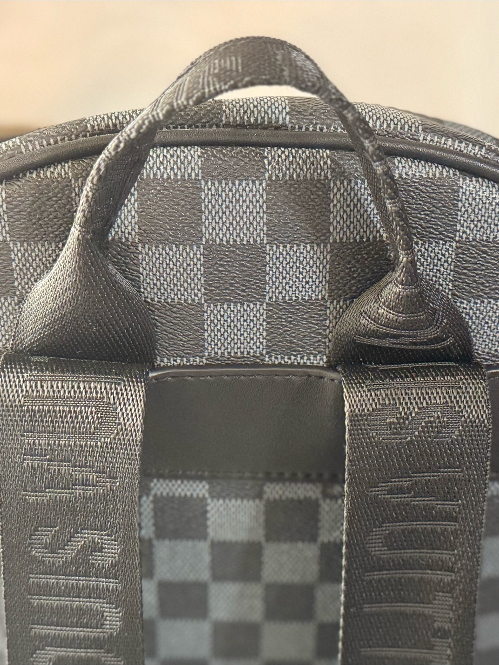 Monogram Checkered Gray Backpack - Picture 6 of 9